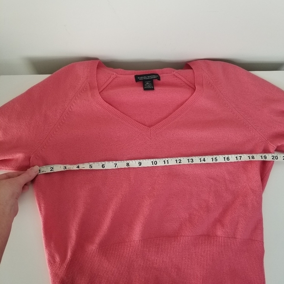 Banana Republic Fine Italian Merino Wool Coral Pink V Neck Sweater Sz L Stretch - Picture 8 of 9